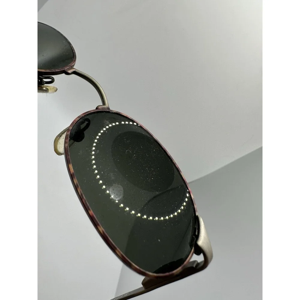 VTG Fossil Francis Oval Sunglasses Tortoiseshell Green Lenses‎ Y2K